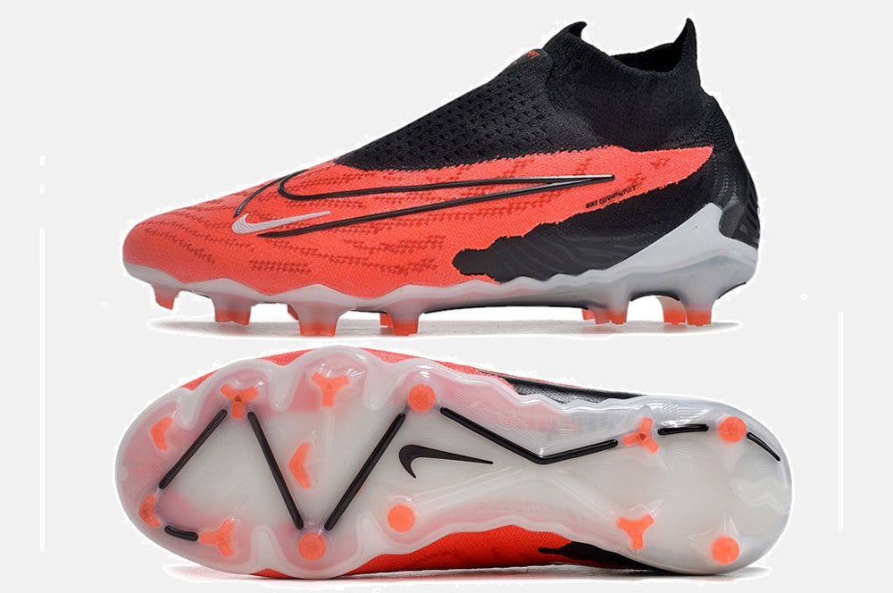 Chuteira Society Nike Gripknit Phantom GX Elite Dynamic Fit FG - Vermelha e Preta - vista traseira