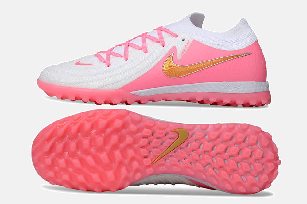 Chuteira Society Nike Phantom GX II TF - Branca e Rosa - vista traseira