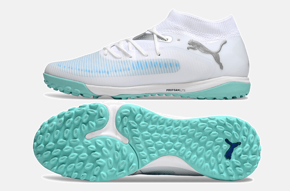 Chuteira Society Puma Future 8 TF - Branca e Azul - MAGNUM SPORT*