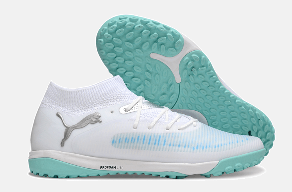 Chuteira Society Puma Future 8 TF - Branca e Azul - MAGNUM SPORT*