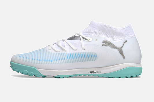 Chuteira Society Puma Future 8 TF - Branca e Azul