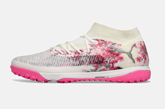 Chuteira Society Puma Future 8 TF - Branca e Rosa