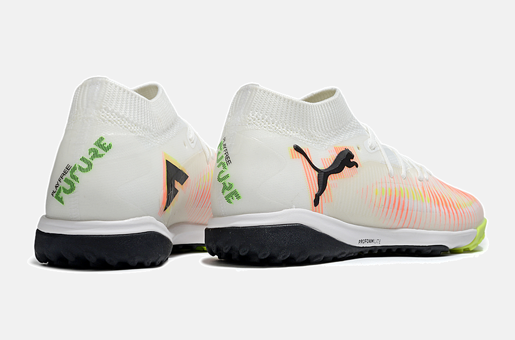 Chuteira Society Puma Future 8 TF - Branca, Laranja e Verde