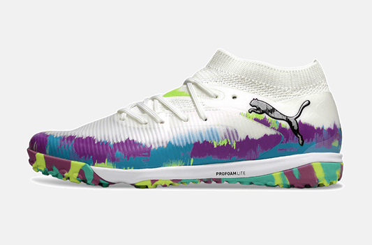 Chuteira Society Puma Future 8 TF - Branca, Roxa e Verde - Brilliance Pack - MAGNUM SPORT*