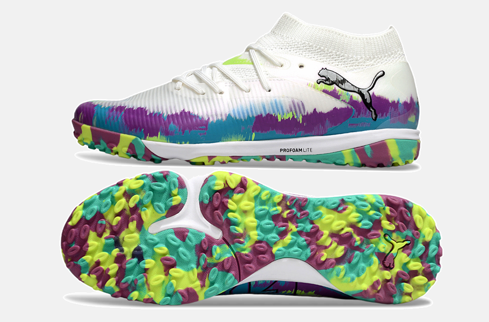 Chuteira Society Puma Future 8 TF - Branca, Roxa e Verde - Brilliance Pack - MAGNUM SPORT*