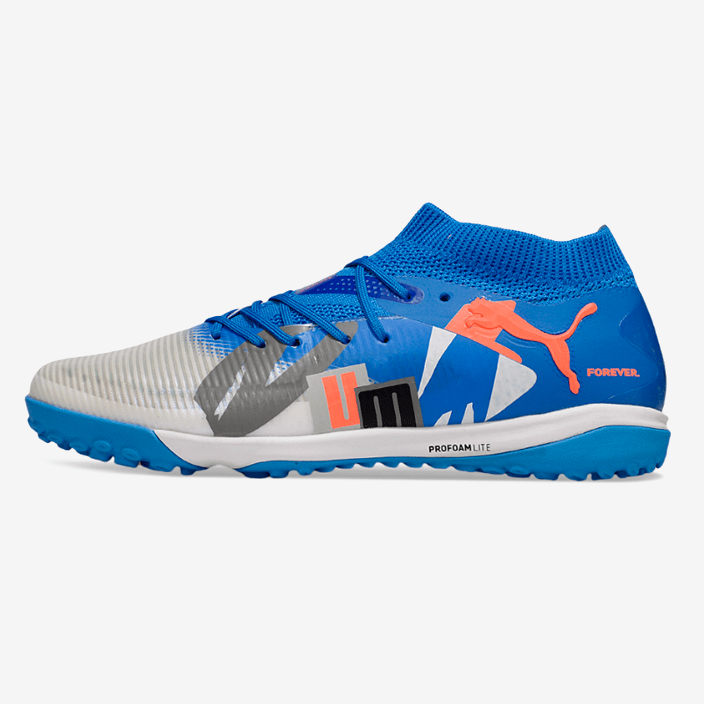 Chuteira Society Puma Future 8 TF - Cinza, Azul e Laranja - Forever Pack - MAGNUM SPORT*