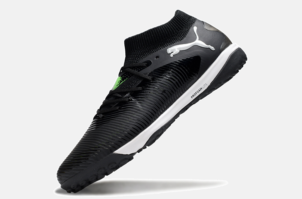 Chuteira Society Puma Future 8 TF - Preta, Branca e Verde - Eclipse Pack