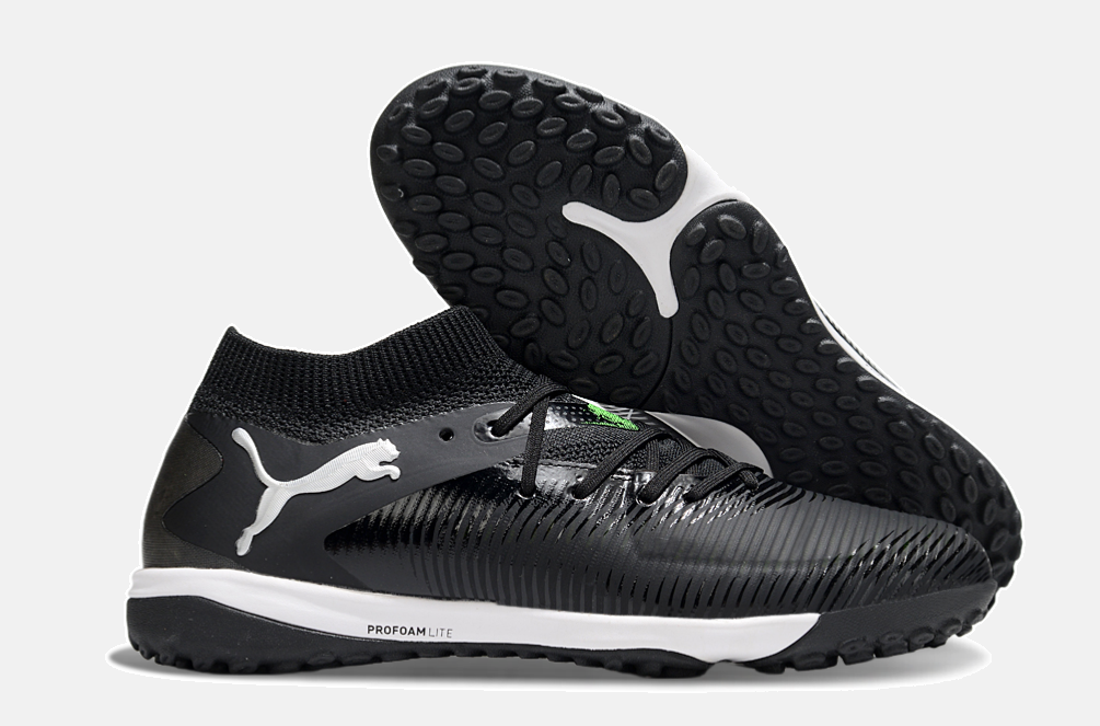 Chuteira Society Puma Future 8 TF - Preta, Branca e Verde - Eclipse Pack