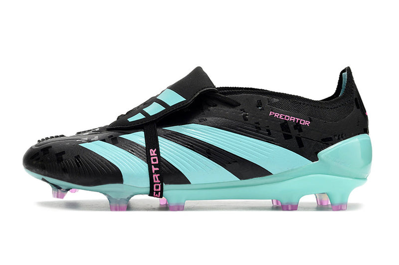 Chuteira Adidas Predator Elite Tongue FG - Preta e Ciano