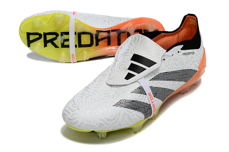 Chuteira Adidas Predator Elite Tongue FG - Branca e Laranja