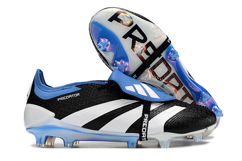 Chuteira Adidas Predator Elite Tongue FG - Preta, Branca e Azul