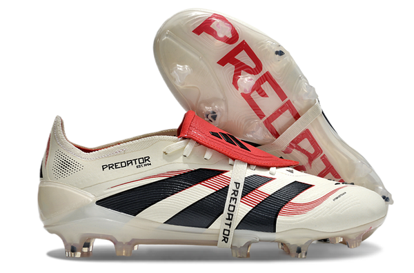 Chuteira Adidas Predator Elite Fold-Over Tongue FG - Begê, Vermelha e Preta