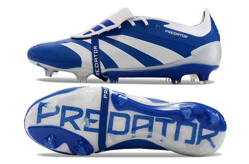 Chuteira Adidas Predator Elite Tongue FG - Azul e Branca