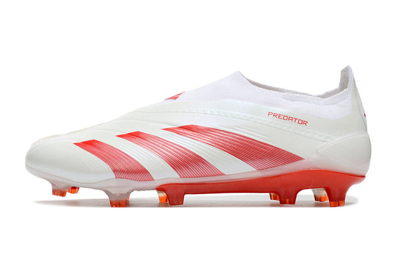 Chuteira Adidas Predator Elite Laceless FG - Branca e Vermelha