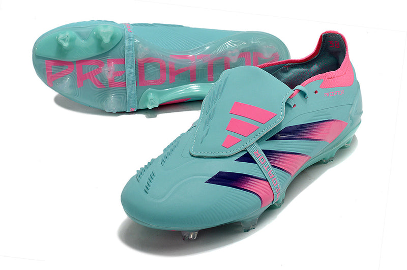 Chuteira Adidas Predator Elite Tongue FG - Azul e Rosa