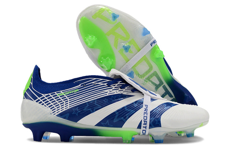 Chuteira Adidas Predator Elite Tongue FG - Branca e Azul