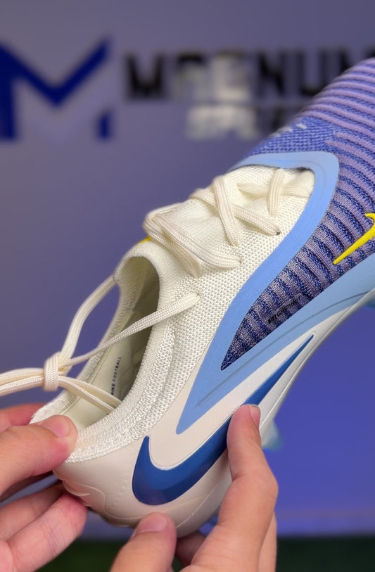 Chuteira Nike Phantom 6 Elite FG - Branca e Azul - Pack Fear Nothing