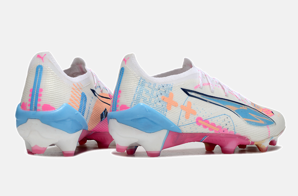 Puma Ultra 5 Ultimate FG - Branca, Azul e Rosa