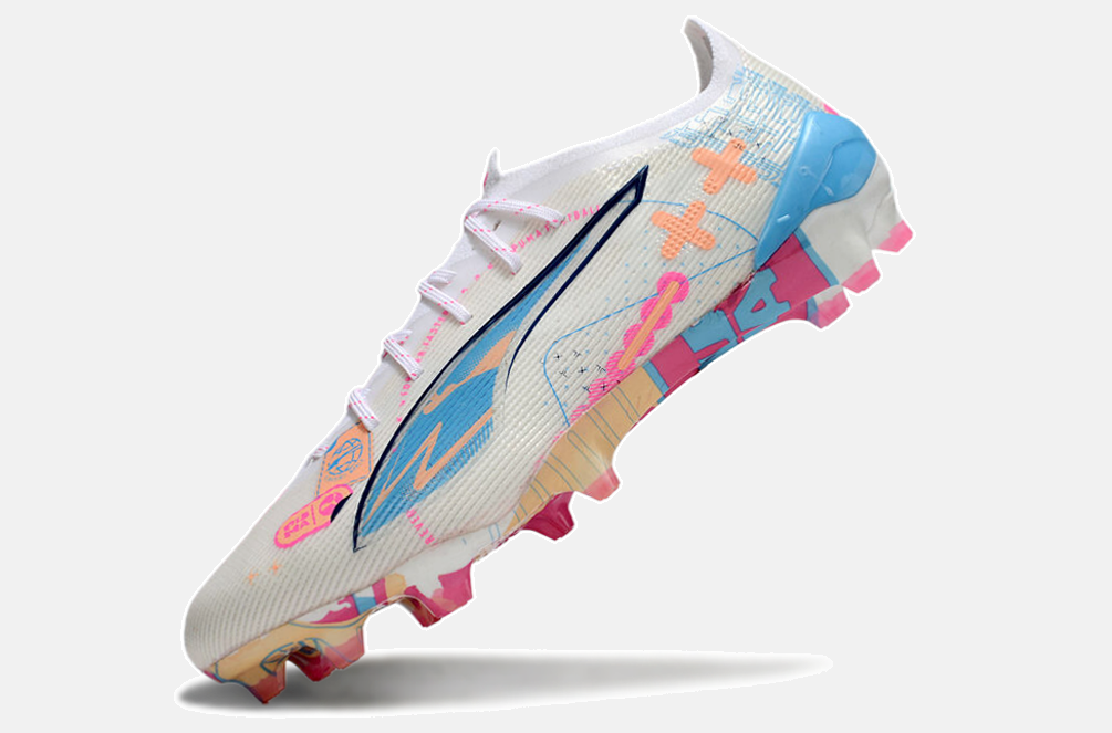 Puma Ultra 5 Ultimate FG - Branca, Azul e Rosa
