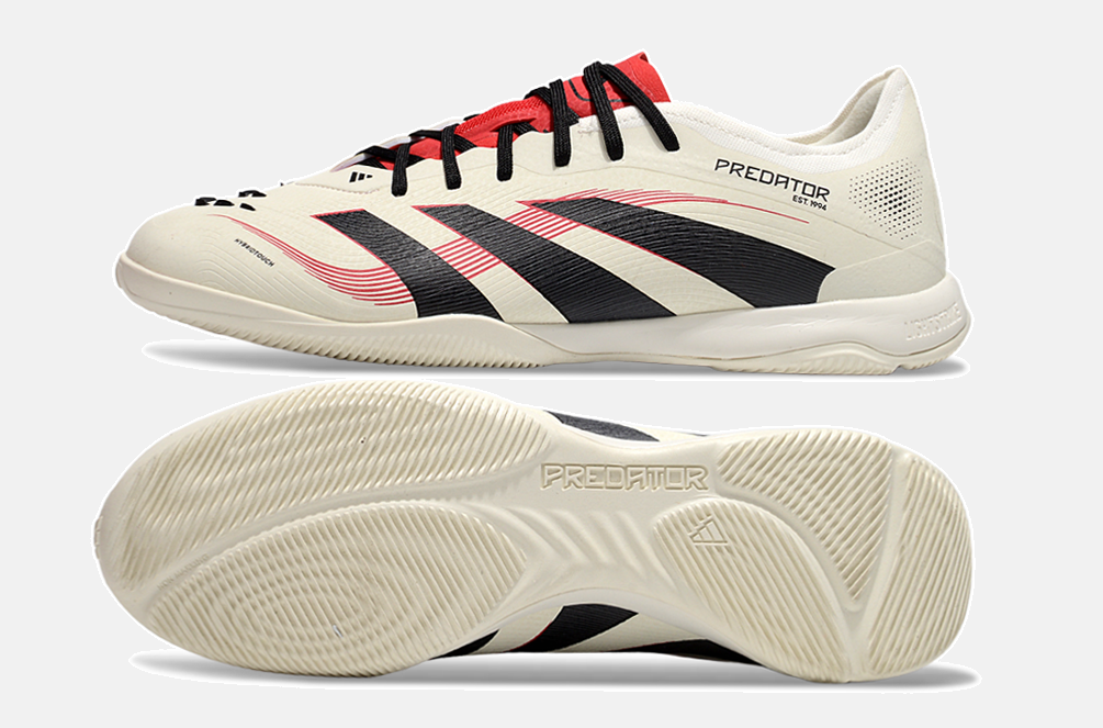 Tênis Futsal Adidas Predator Elite Fold-Over Tongue IC - Begê, Preta e Vermelha