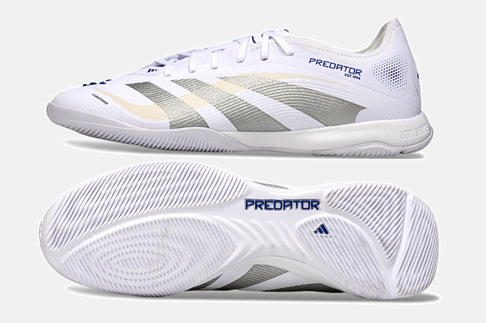 Tênis Futsal Adidas Predator Elite Fold-Over Tongue IC - Branca, Cinza e Dourada