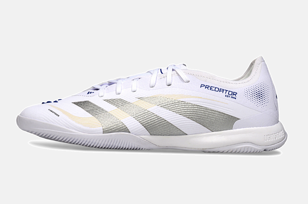 Tênis Futsal Adidas Predator Elite Fold-Over Tongue IC - Branca, Cinza e Dourada