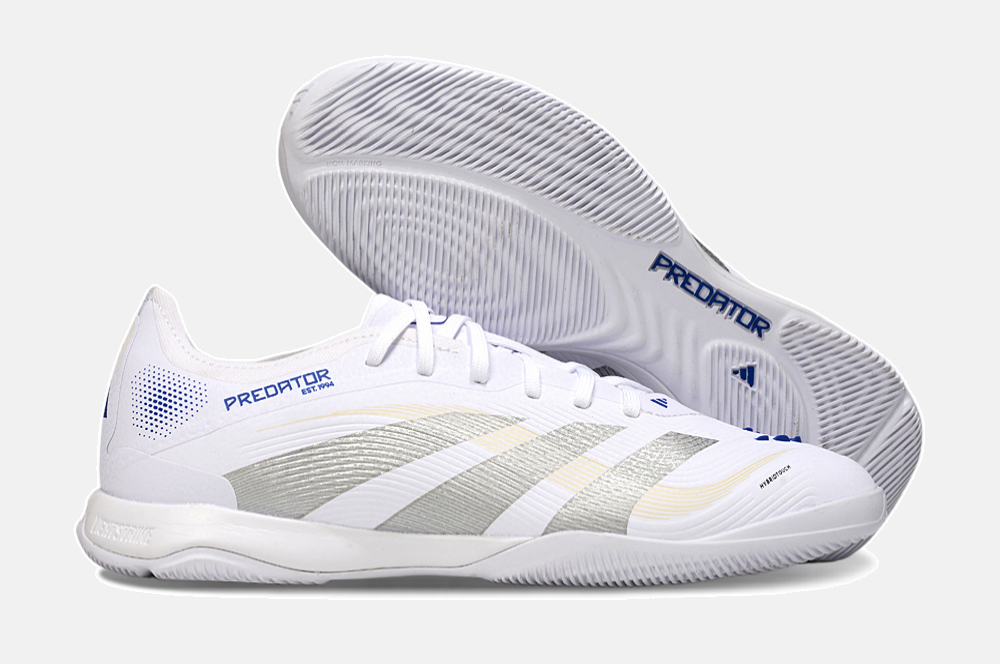 Tênis Futsal Adidas Predator Elite Fold-Over Tongue IC - Branca, Cinza e Dourada