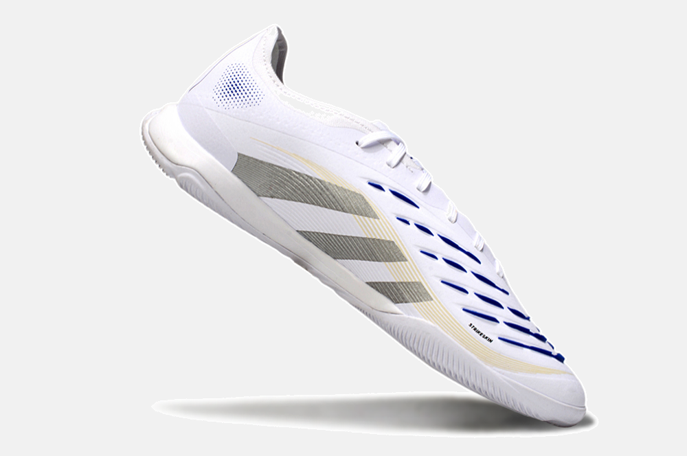 Tênis Futsal Adidas Predator Elite Fold-Over Tongue IC - Branca, Cinza e Dourada
