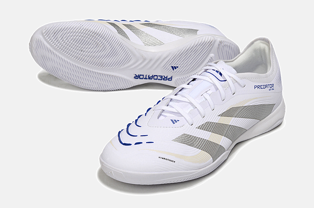 Tênis Futsal Adidas Predator Elite Fold-Over Tongue IC - Branca, Cinza e Dourada