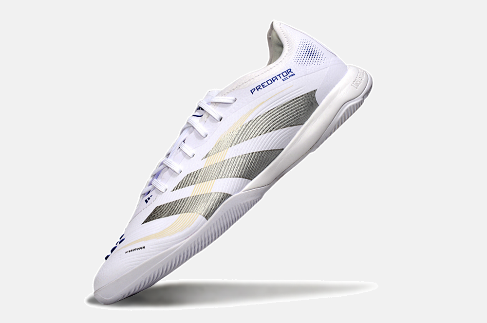 Tênis Futsal Adidas Predator Elite Fold-Over Tongue IC - Branca, Cinza e Dourada