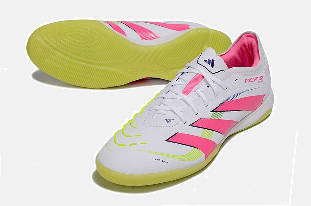 Tênis Futsal Adidas Predator Elite Fold-Over Tongue IC - Branca, Verde, Rosa e Roxa