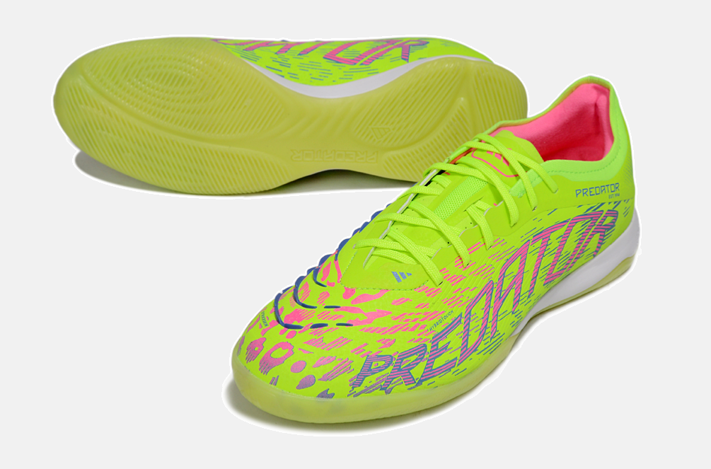 Tênis Futsal Adidas Predator Elite Fold-Over Tongue IC - Verde, Rosa e Roxa