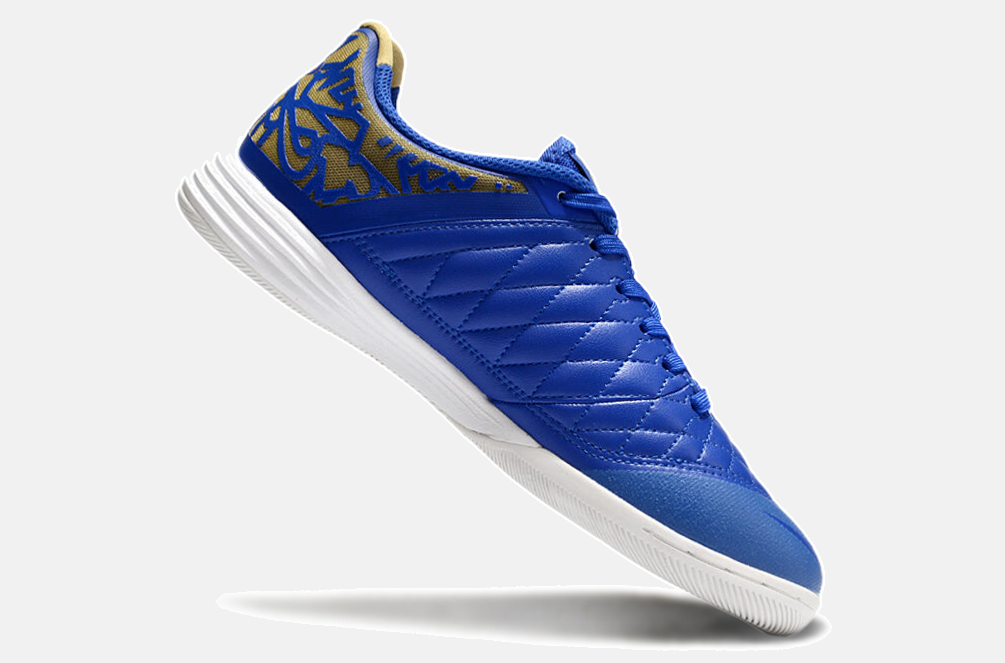 Tênis Futsal Nike Lunar Gato IC - Azul, laranja e Dourada