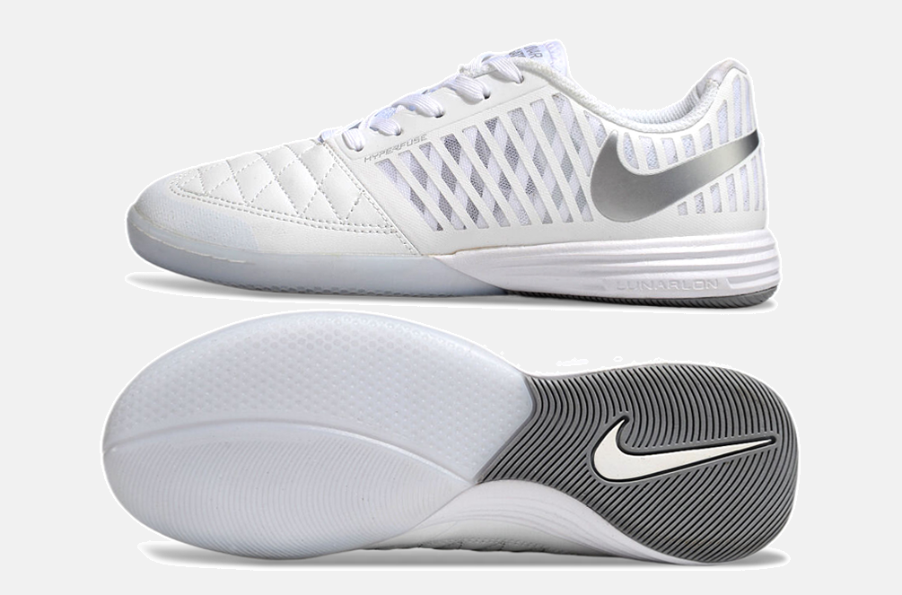 Tênis Futsal Nike Lunar Gato IC - Branca e Prata