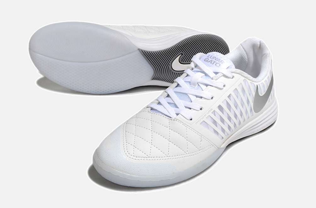 Tênis Futsal Nike Lunar Gato IC - Branca e Prata