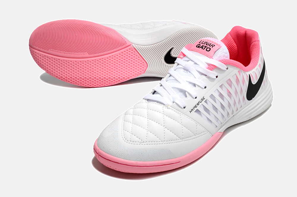 Tênis Futsal Nike Lunar Gato IC - Branco e Rosa
