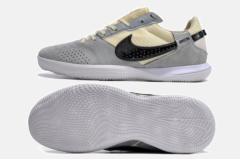 Tênis Futsal Nike Street Gato IC - Cinza, Bege e Preta
