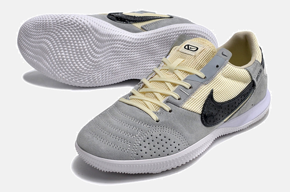 Tênis Futsal Nike Street Gato IC - Cinza, Bege e Preta